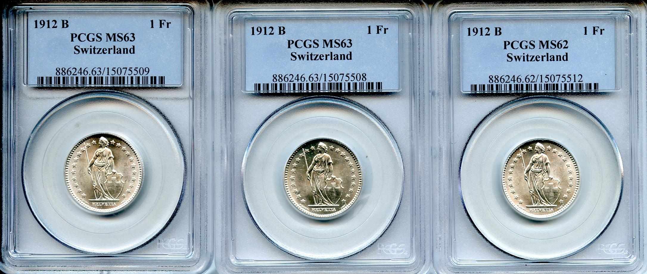 Appraisal: Switzerland B Francs KM- Included are B Franc coins all