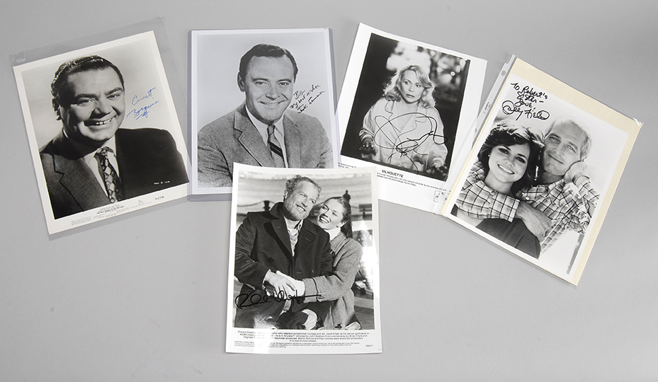 Appraisal: FIVE AUTOGRAPHED BLACK AND WHITE GLOSSY PHOTOGRAPHS OF HOLLYWOOD STARS