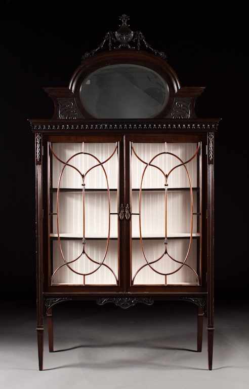 Appraisal: Edwardian Aesthetic Movement mahogany beveled glass china cabinet early th