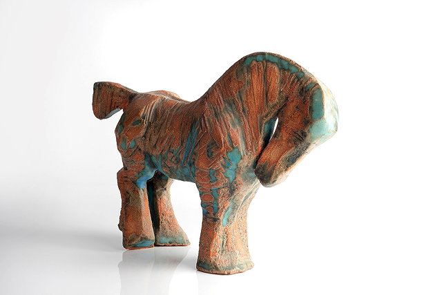 Appraisal: James Grant British Contemporary Horsestoneware with partial turquoise glazeimpressed potter's