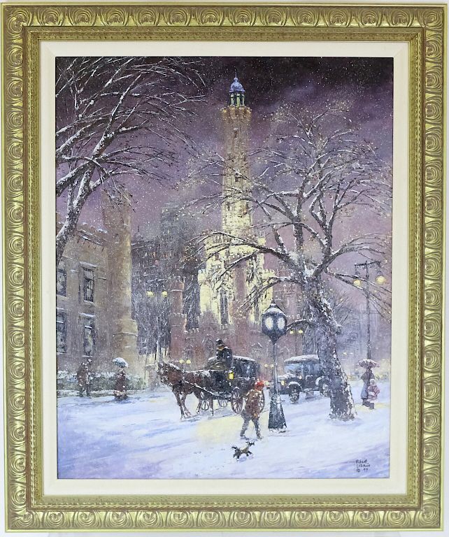 Appraisal: Robert Lebron - Winter Cityscape Painting Robert Lebron - American