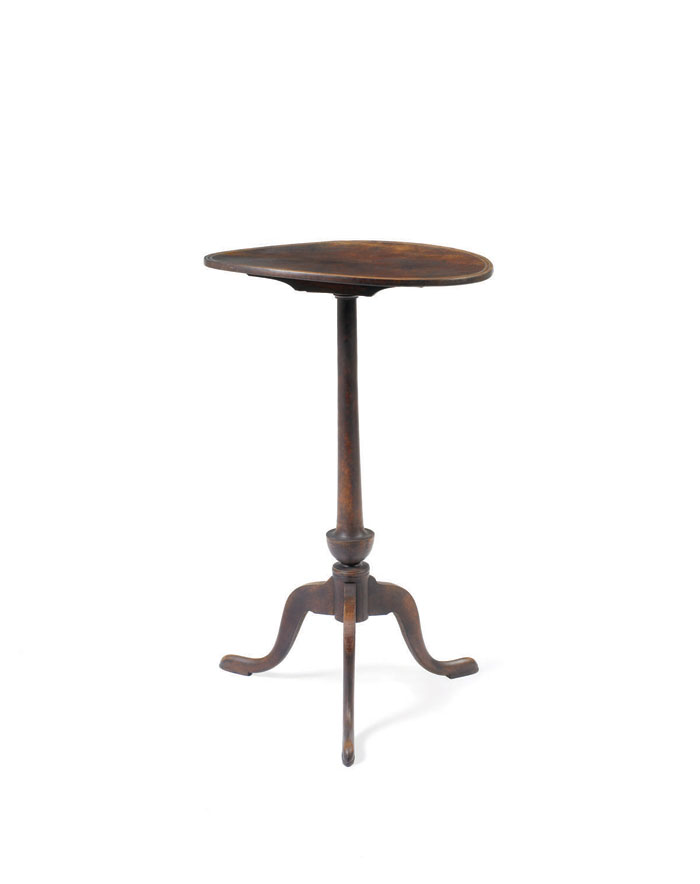 Appraisal: CONNECTICUT FEDERAL CHERRY OVAL TILT-TOP CANDLESTAND CIRCA The slender cabriole