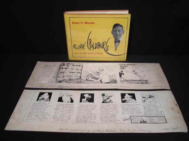 Appraisal: Rube Goldberg original cartoons and Biography Two cartoons strips Titled