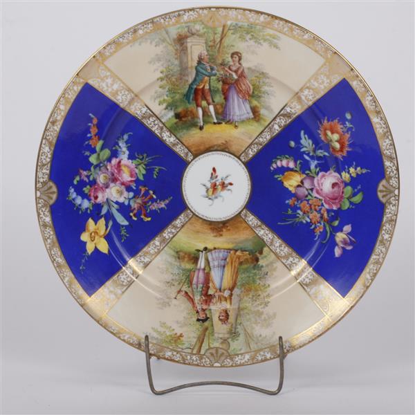 Appraisal: German hand painted and gilt porcelain charger Ambrosius Lamm Dresden