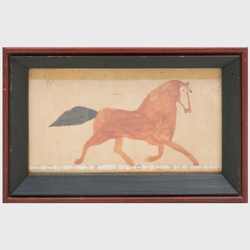 Appraisal: Plains Culture Ledger Drawing of a Horse Watercolor on ledger