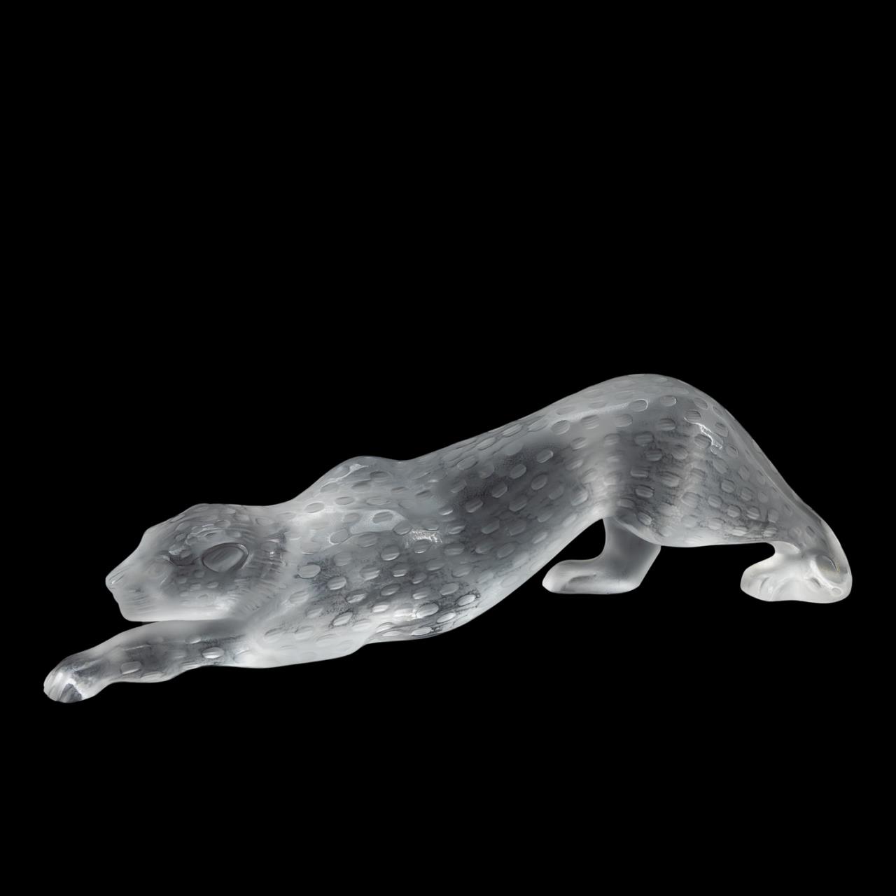 Appraisal: LALIQUE FROSTED CRYSTAL PANTHER FIGURINE Lalique French frosted Zeila crouching