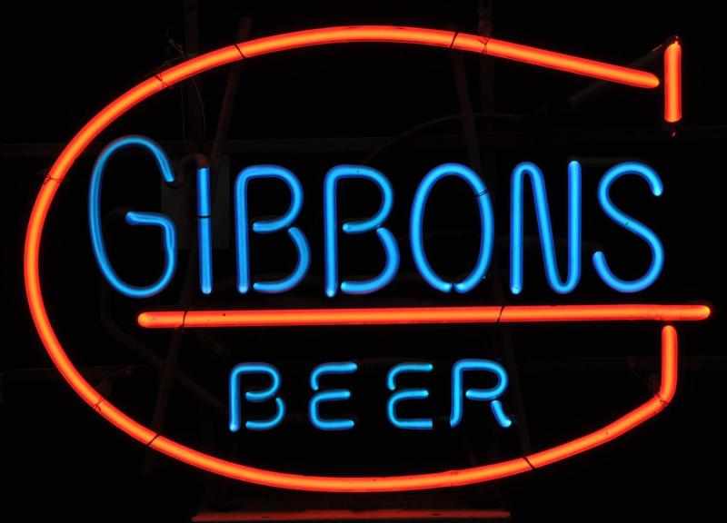 Appraisal: Gibbons Beer Neon Sign Description s Blue and red neon