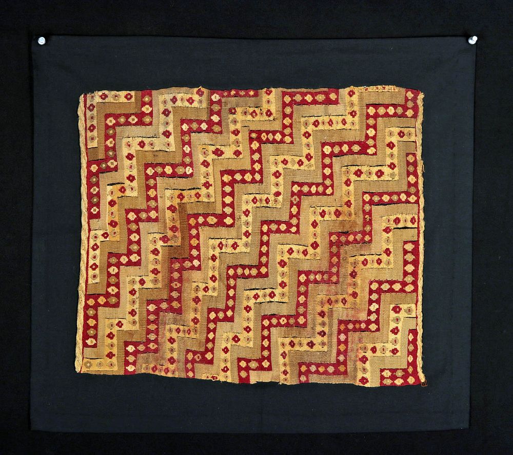 Appraisal: Chimu Polychrome Textile Fragment Geometrics Originally Listed At Pre-Columbian Central