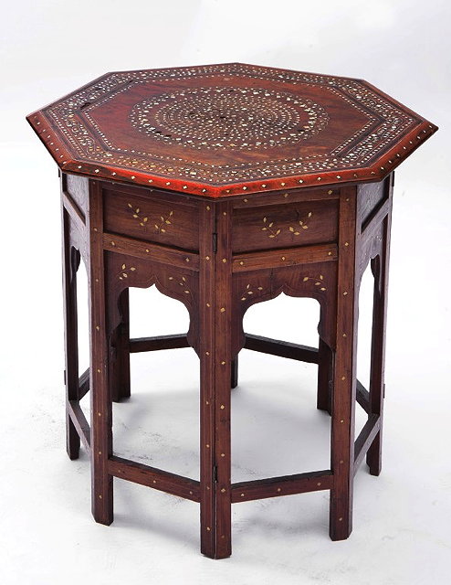 Appraisal: A MIDDLE EASTERN OCTAGONAL OCCASIONAL TABLE with bone inlaid scrolling