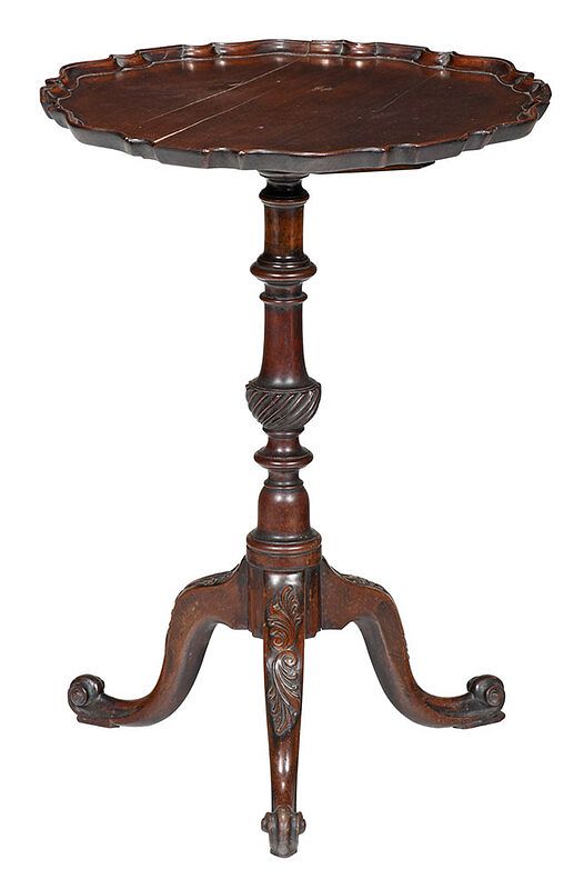 Appraisal: George III Mahogany Piecrust Candlestand British th century with finely