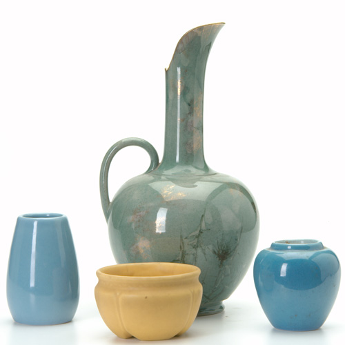 Appraisal: ROOKWOOD Four pieces an early pitcher in pale green-blue decorated