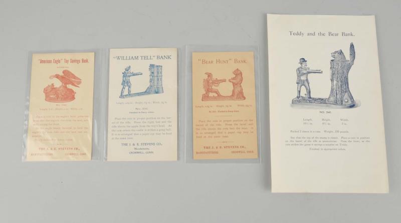 Appraisal: Lot Of J E Stevens Mechanical Bank Trade Cards This