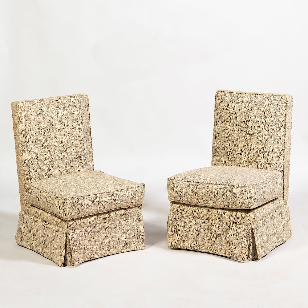 Appraisal: Pair of Upholstered Slipper Chairs In the Manner of Billy