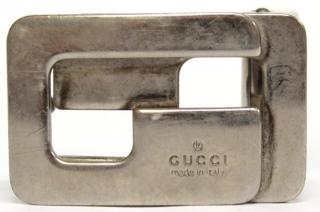 Appraisal: Gucci Belt Buckle The silver-tone metal clasp in the form