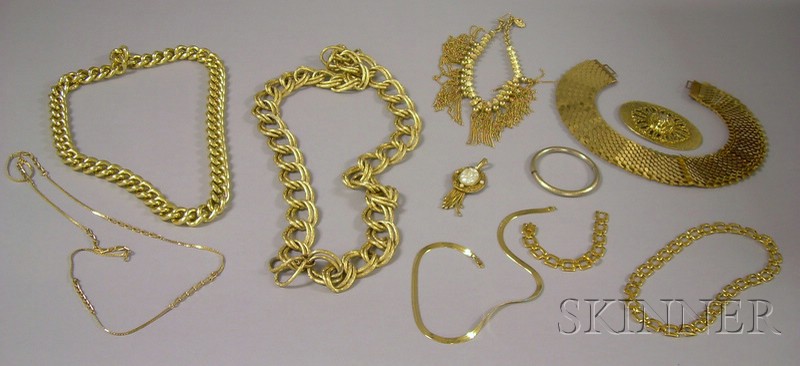 Appraisal: Group of Gold-tone Costume Jewelry including two large chain necklaces