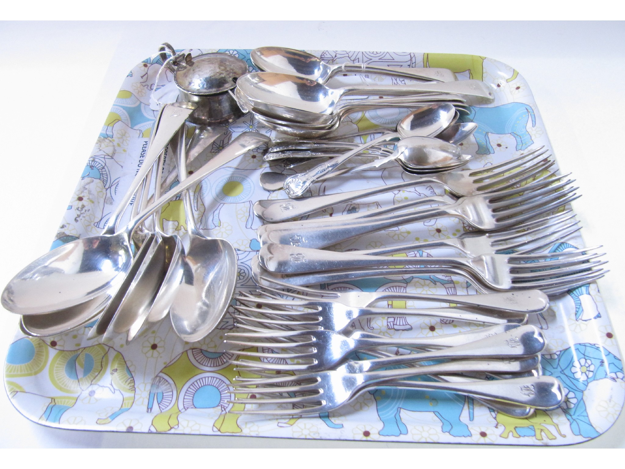 Appraisal: A lot comprising assorted silver cutlery - eight tablespoons seven