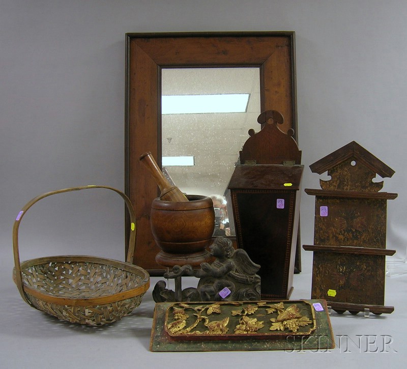 Appraisal: Eight Assorted Wooden and Decorative Items a mortar and pestle