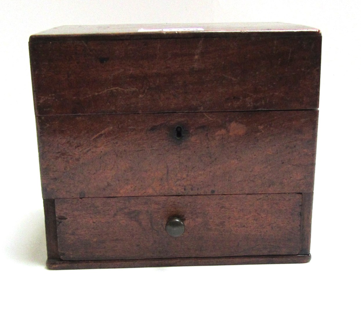 Appraisal: An early th century mahogany apothecary box interior lacking cm