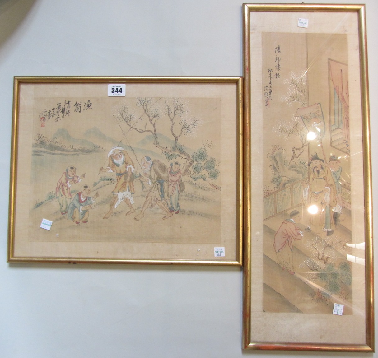 Appraisal: Chinese School th century two paintings on silk one depicting