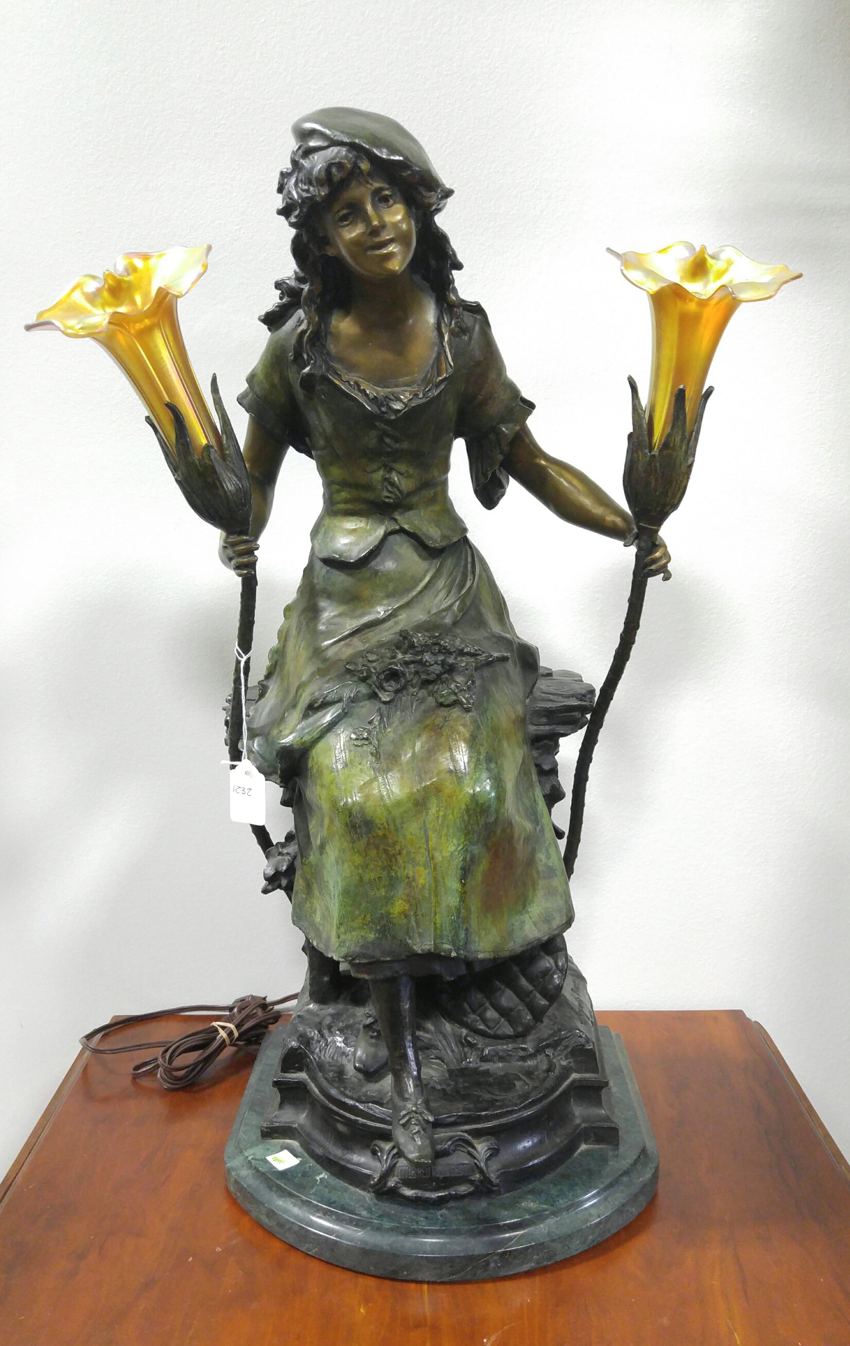 Appraisal: BRONZE FIGURAL LAMP OF LITTLE RED RIDING HOOD France after