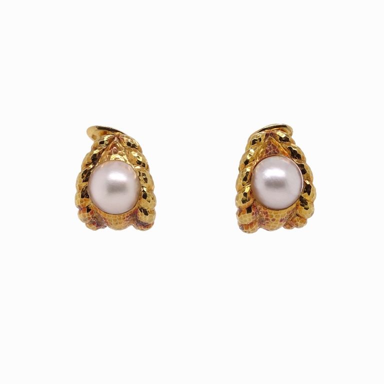 Appraisal: David Webb k Gold Mabe Pearl Clip Earrings David Webb