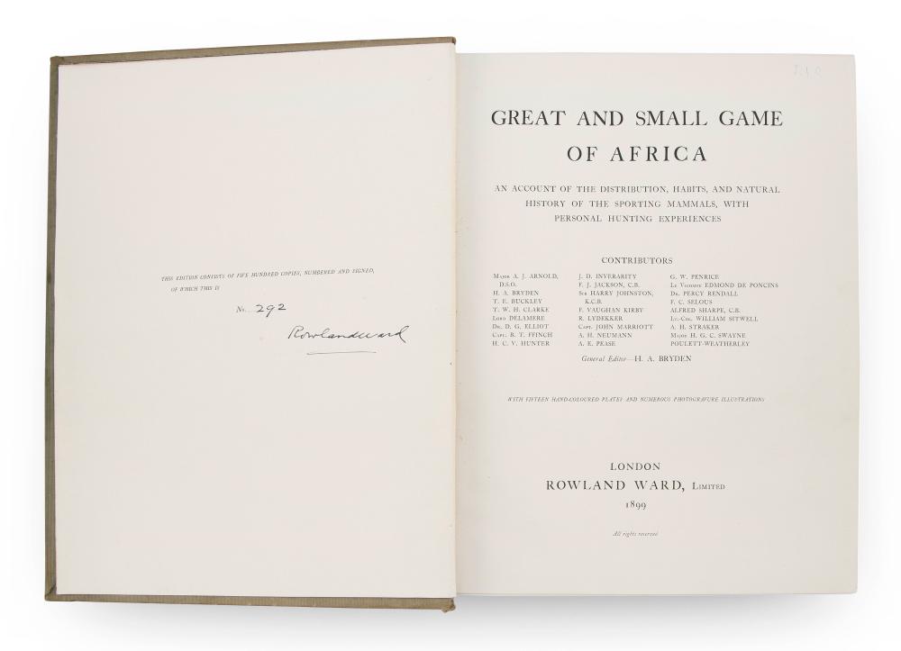 Appraisal: RARE BOOK GREAT AND SMALL GAME OF AFRICA RARE BOOK