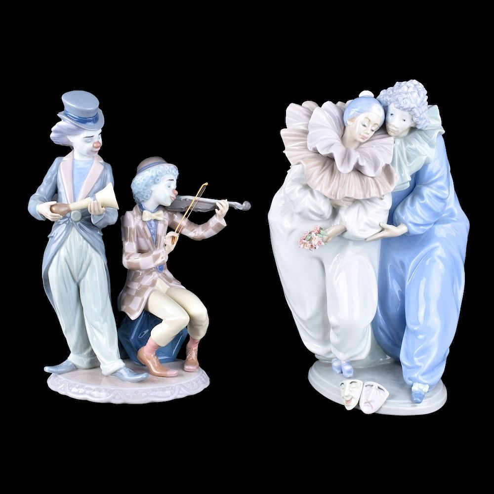 Appraisal: Lladro Figurines Two Lladro Glazed Porcelain Figurines Includes Venetian Carnival