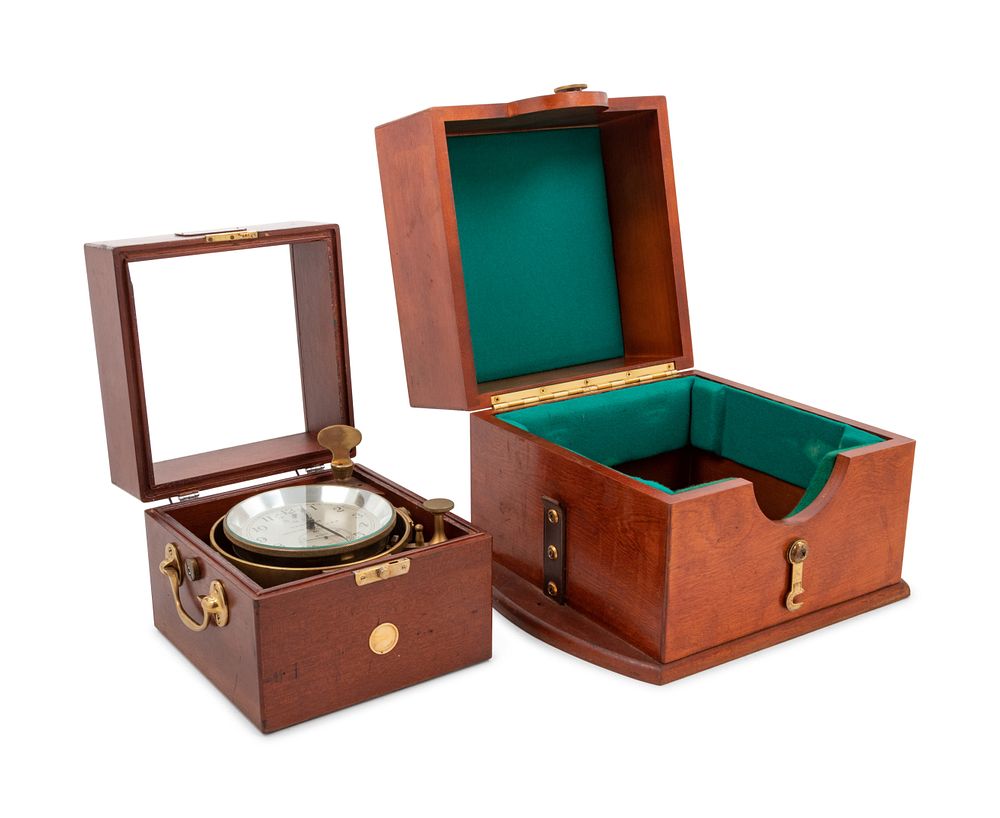 Appraisal: An American Mahogany Cased Two-Day Ship's Chronometer An American Mahogany