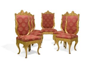 Appraisal: A SET OF SIX REGENCY STYLE GILTWOOD CHAIRS A SET