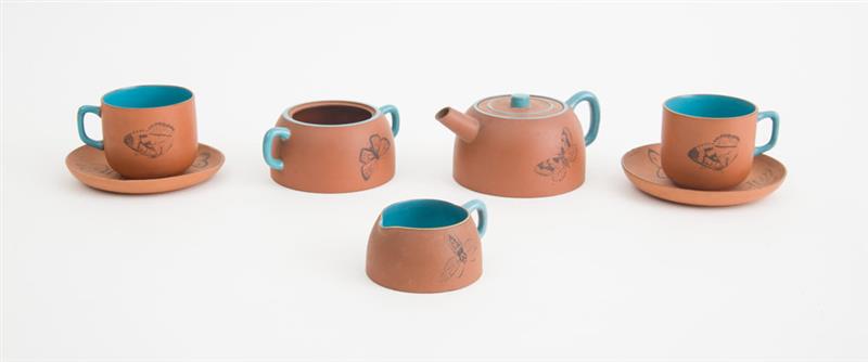 Appraisal: Watcombe Terracotta Co Torquay Partial Tea Service Attributed to Christopher