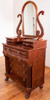 Appraisal: American Classical Mahogany Dresser W Mirror American Classical mahogany dresser