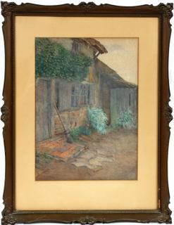 Appraisal: FREDERICK MCNAMARA EVANS WATERCOLOR H L COTTAGE LANDSCAPE Frederick James