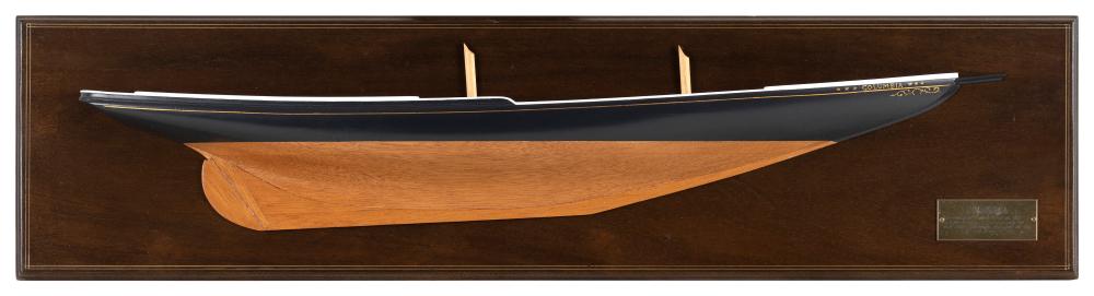 Appraisal: MOUNTED HALF HULL MODEL OF THE GRAND BANKS SCHOONER COLUMBIA