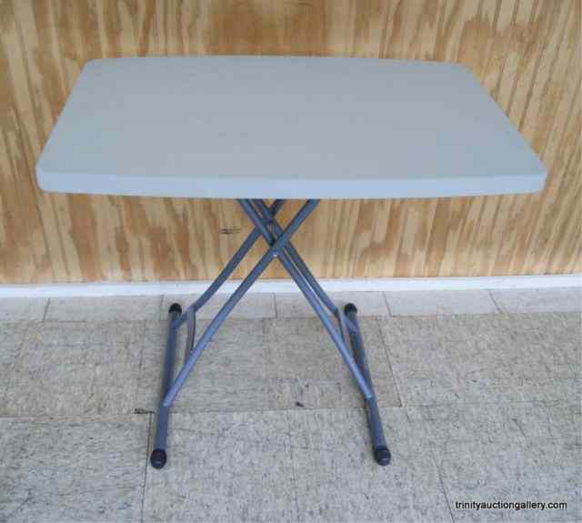 Appraisal: Hard Plastic Adjustable Folding Utility TableFrom the estate is a