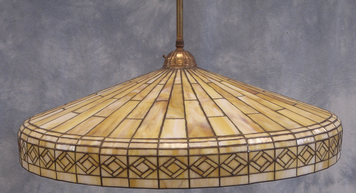 Appraisal: Leaded caramel glass geometric dome early th c d Estimate