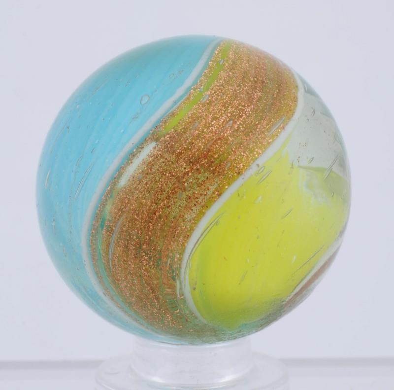 Appraisal: Large Ribbon Lutz Marble One side of ribbon is yellow