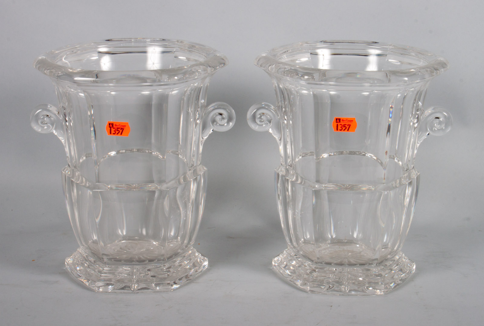 Appraisal: Pair of Continental style glass wine coolers in H