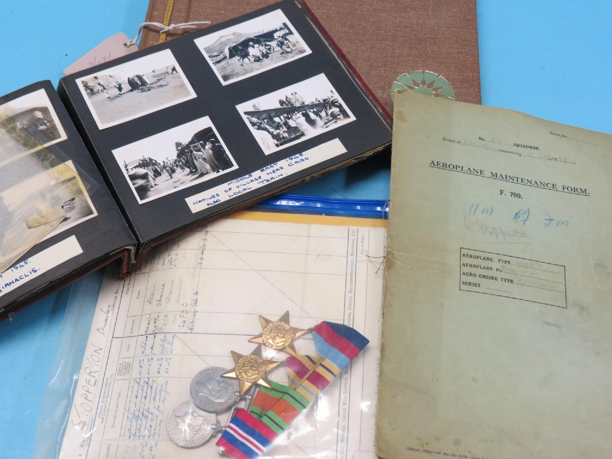 Appraisal: Military medals RAF memorabilia including group of four medals workshop