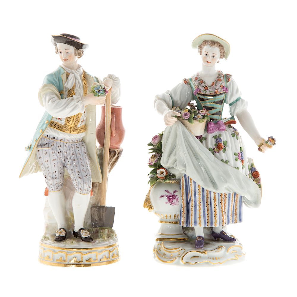 Appraisal: Two Meissen Porcelain Figures late th early th century underglaze