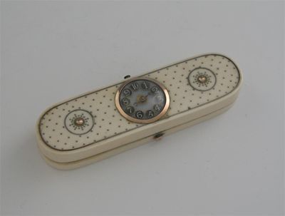 Appraisal: A gold mounted ivory toothpick box with rounded ends and