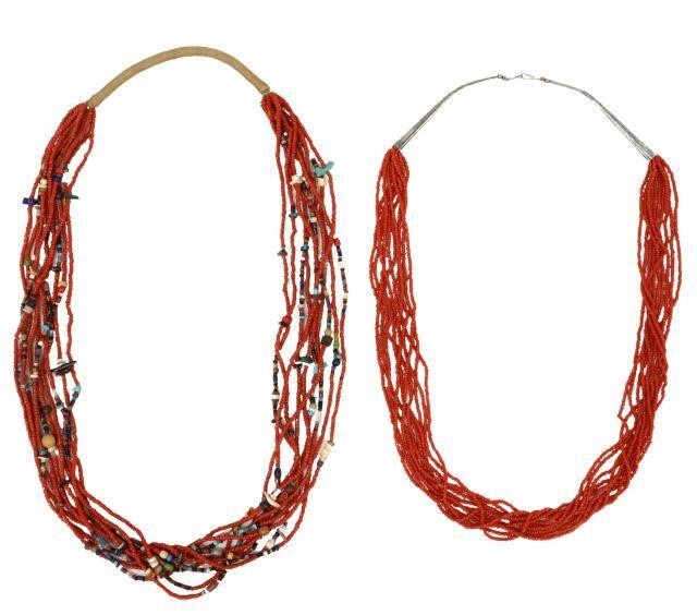 Appraisal: lot of Multi-strand coral beaded necklaces including ten-strand necklace with