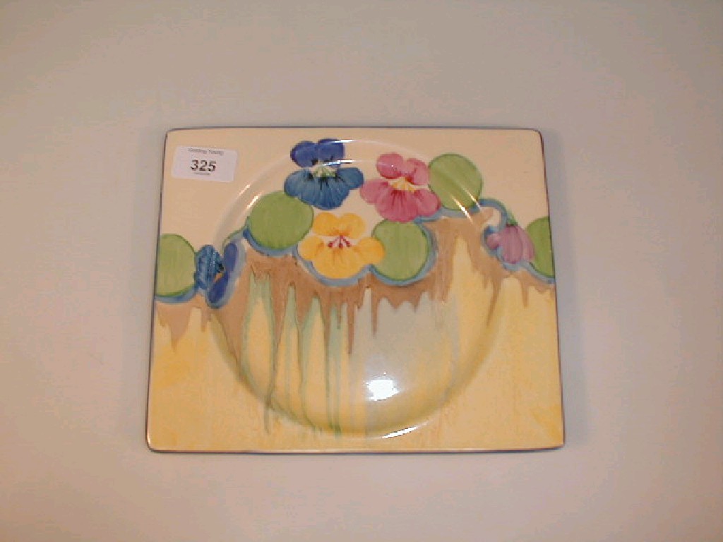 Appraisal: A Clarice Cliff bizarre Biarritz plate painted with pansies above