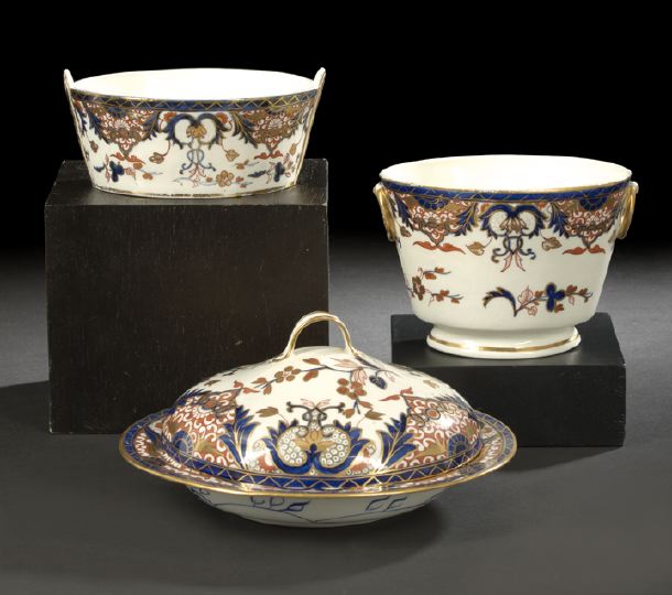 Appraisal: Three Regency Derby Porcelain Dishes in the Old Japan Pattern