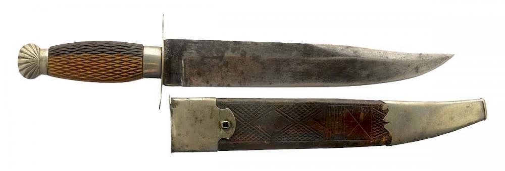 Appraisal: New York Bowie Knife signed Rose Circa German silver mounts