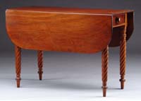 Appraisal: GOOD MAHOGANY DROP LEAF SHERATON TABLE Top having a molded