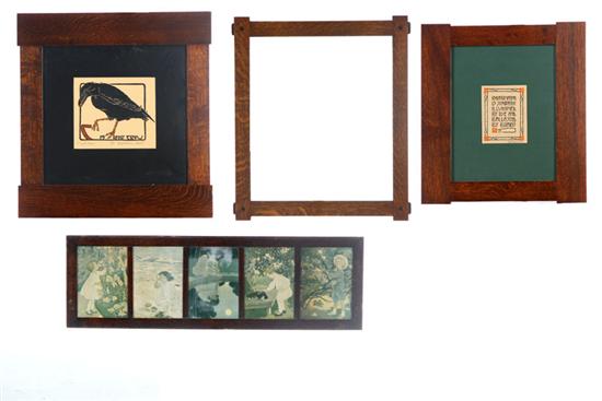 Appraisal: FOUR FRAMES American th century oak Two similar with Arts