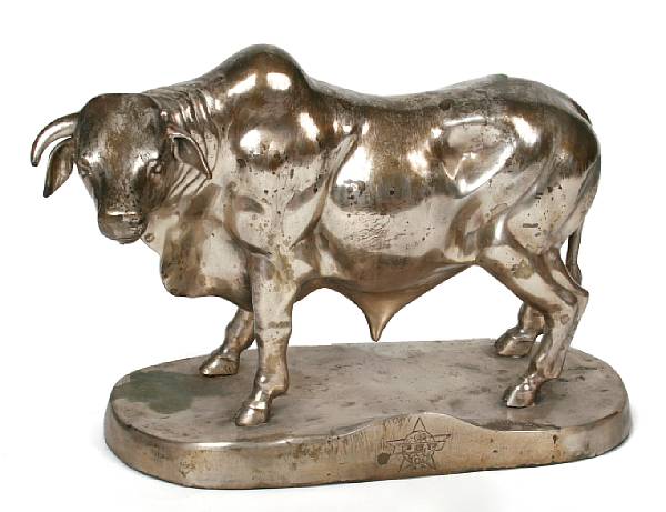 Appraisal: A silvered bronze figure of a bull signed A Cain