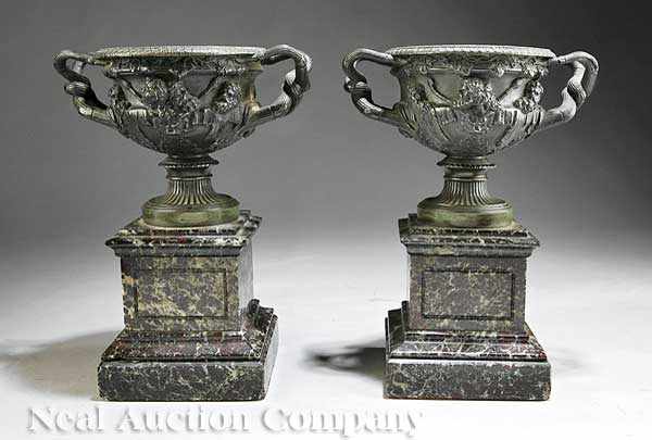 Appraisal: A Pair of Continental Grand Tour Patinated Bronze Warwick Vases