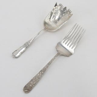 Appraisal: Grouping of Two Repousse Sterling Silver Tableware Includes S Kirk