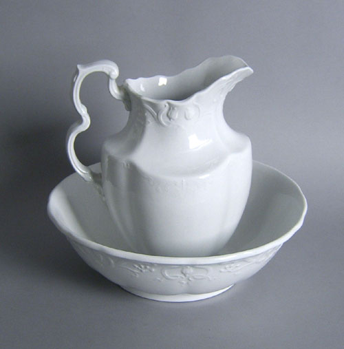 Appraisal: White ironstone pitcher and bowl pitcher - h bowl -